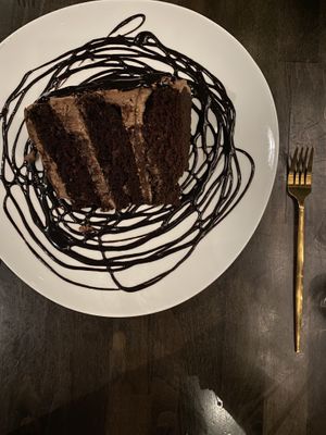 Triple chocolate cake  at Saffron in Las Vegas