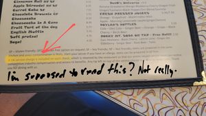 Service fee in the fine print at Golden Burro in Leadville