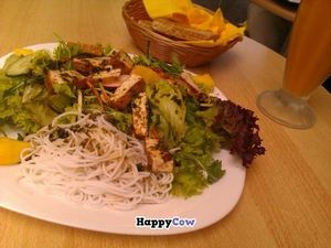 Tofu salad with a fruit juice. at Ananda - Acherstrasse in Bonn