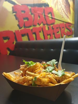 Loaded fries made vegan  $6 at Bao Brothers in Charlestown