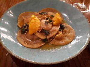 Pumpkin ravioli at Hectors Restaurant in Auckland
