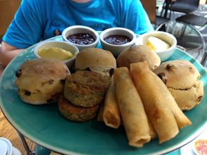 Vegan high tea #2: scones, falafel & spring rolls at Hectors Restaurant in Auckland