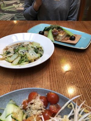 Wood baked tofu and seasame greens  at Hectors Restaurant in Auckland