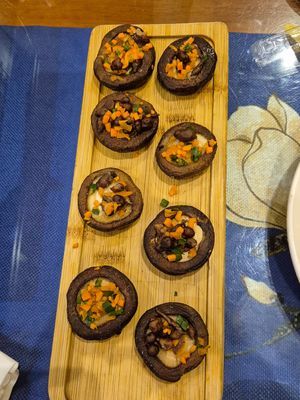 Stuffed mushroom with local
 vegetable at Hidden Kitchen - 藏家私厨 in Tagong