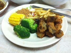 western food, mushroom chop and chip at i Vege in Johor Bahru