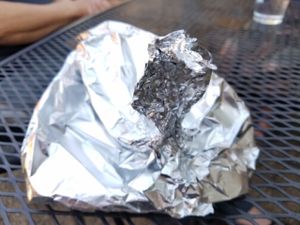 leftovers wrapped like a cobra at Pizza Research Institute in Eugene