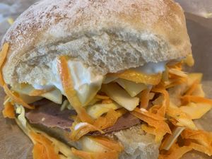 “Beef" and coleslaw bap   at Honeymans of Bowburn in Durham