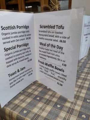 Breakfast and brunch menu Dec 2024 at Honeymans of Bowburn in Durham