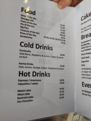 Menu Dec 2024 at Honeymans of Bowburn in Durham