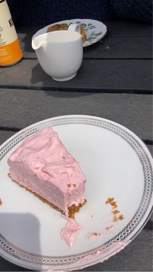 vegan raspberry cheesecake (so creamy and delicious!) at Honeymans of Bowburn in Durham