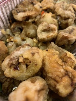 Battered salt and pepper mushrooms  at Woks Bar and Restaurant in Brandon