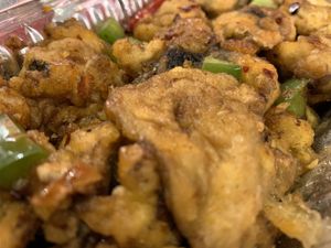 Salt and pepper battered mushrooms   at Woks Bar and Restaurant in Brandon