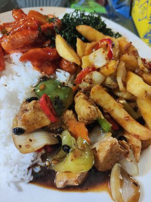 Vegan chicken black bean at Woks Bar and Restaurant in Brandon