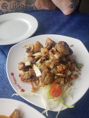 Salt and pepper mushrooms, absolutely delicious. at Woks Bar and Restaurant in Brandon