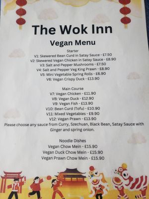 Vegan menu. We went for Saturday lunch.
The owners are very welcoming and keen to cater for vegans 💚 well worth supporting this family run business. at Woks Bar and Restaurant in Brandon