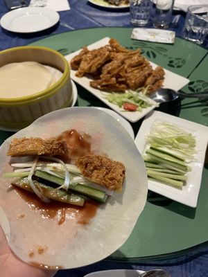 Vegan crispy duck (deep fried tofu sheets)   at Woks Bar and Restaurant in Brandon