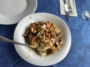 Vegan duck and cashew nuts at Woks Bar and Restaurant in Brandon
