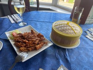 Vegan crispy duck and pancakes at Woks Bar and Restaurant in Brandon