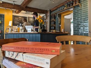 You can bring books to your table at Pot & Page in Ledbury