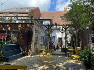 Peaceful courtyard  at Pot & Page in Ledbury