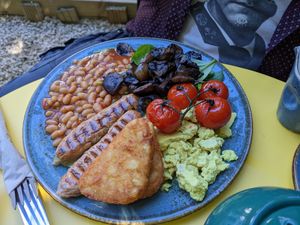 Breakfast with extra hash browns. Also came with toast at Pot & Page in Ledbury