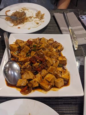 Tofu in spicy sauce at Trattoria Cinese Longchan in Milan