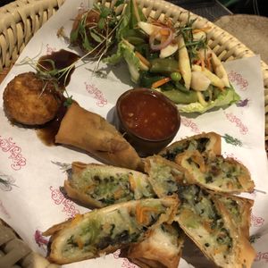 Vegan sharing platter   at Giggling Squid in Leicester