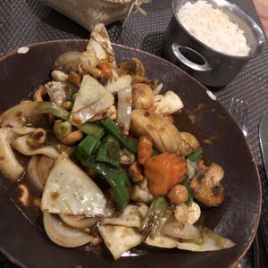 Cashew stir fry  at Giggling Squid in Leicester