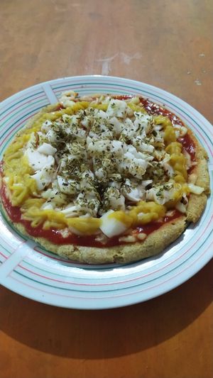 Palm-of-heart pizza at Girassol Veg in Florianopolis