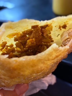 Soy meat pastel   at Girassol Veg in Florianopolis