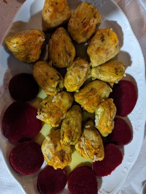 Stuffed zucchini blossoms at The Passing in Crete