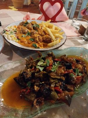 Vegan meatballs and briam at The Passing in Crete