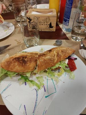 Vegan sandwich with heura at De Solera in Bilbao