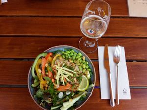 Fine Chinese noodles bowl / Glasnudel bowl mit Pils at Landwehr - Bräu am Turm in Rothenburg Ob Der Tauber