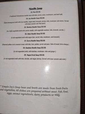 Menu Jan 2021 at Simple Joy in Honolulu