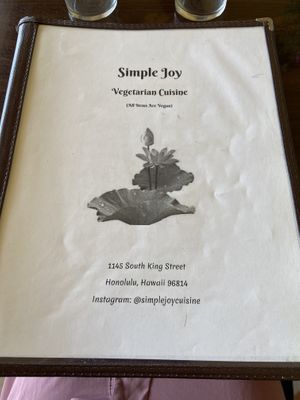 Menu cover at Simple Joy in Honolulu