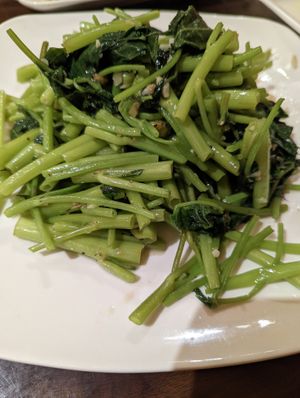 Ong choy with garlic at Simple Joy in Honolulu