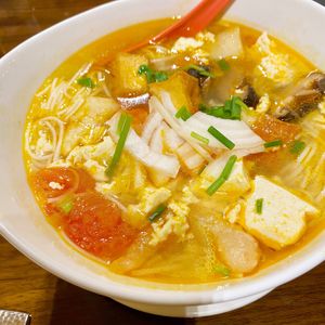 Vegan crab soup  at Simple Joy in Honolulu