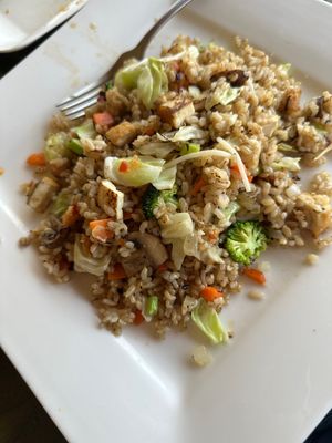 Vegan fried rice is delicious!  Wide variety of veggies.  Very clean eating.  at Simple Joy in Honolulu