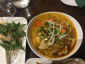 Spicy noodle soup- delicious! at Simple Joy in Honolulu