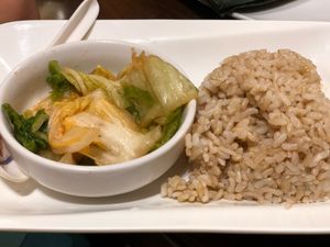 Kimchi and brown rice (comes with Soondubu) at Simple Joy in Honolulu