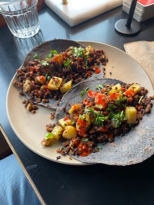 Chorizo taco sub soyrizo minus crema and cheese  at Gild in Missoula