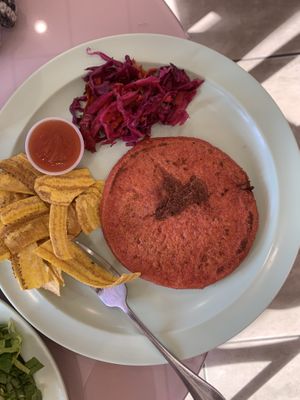 Bean and v cheese pupusa  at Miss Chickpea's Cafétal in San Antonio