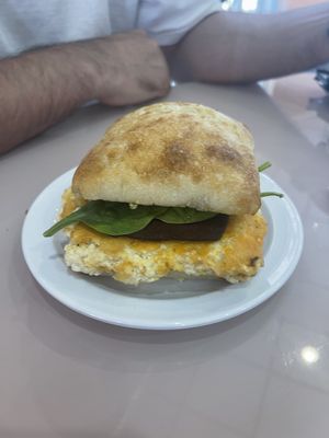 Bacon egg and cheese breakfast sandwich   at Miss Chickpea's Cafétal in San Antonio