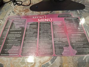 Menu at Miss Chickpea's Cafétal in San Antonio
