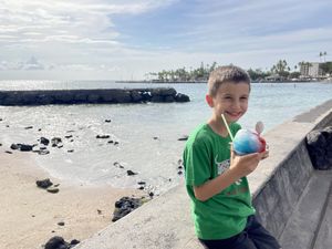 Perfect spot across the street for photos and a gorgeous view  at Scandinavian Shave Ice in Kailua Kona