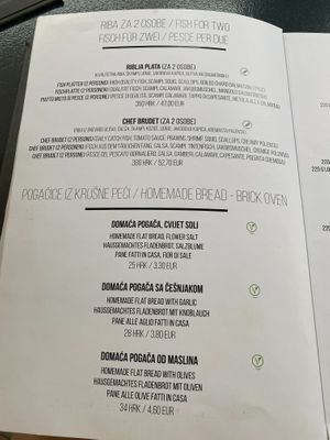 Menu 3 at Restoran Galija in Crikvenica