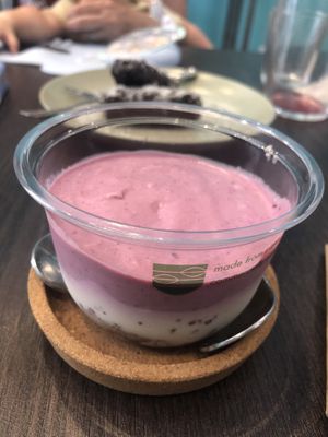 The cheesecake that was a berry cake😉 at El Med Veg in Tenerife