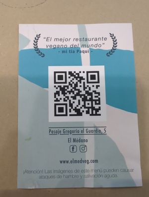 Menu at El Med Veg in Tenerife