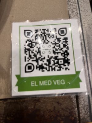 Q code for menu in English  at El Med Veg in Tenerife